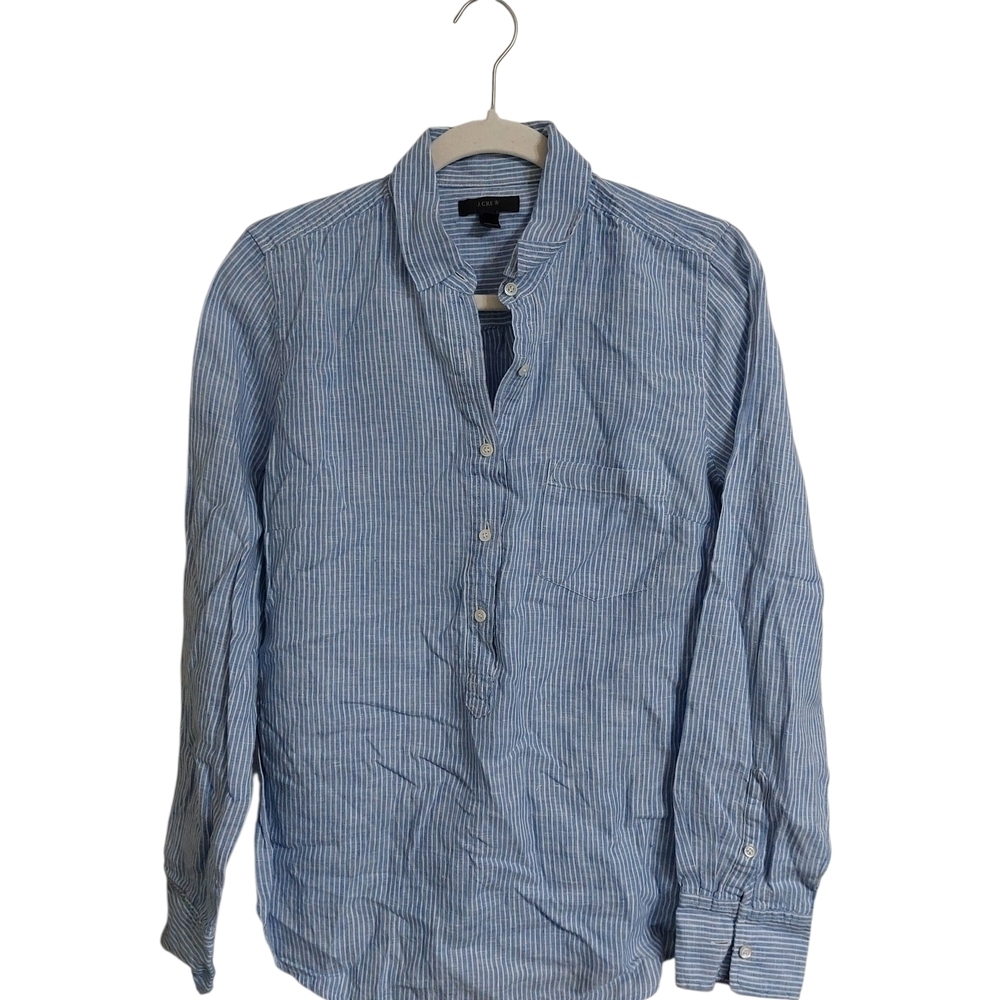 J. Crew Blue and White Striped Button-Down Shirt